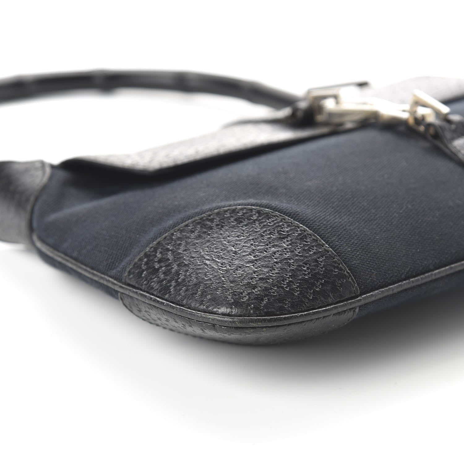Gucci Calfskin Bamboo Handle Jackie O Hobo Black 6 of 10