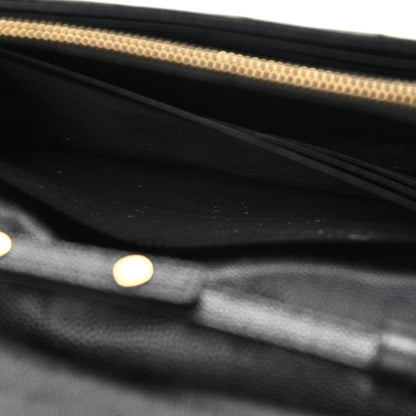 Saint Laurent Grain De Poudre Matelasse Chevron Monogram Chain Wallet Black 11 of 14