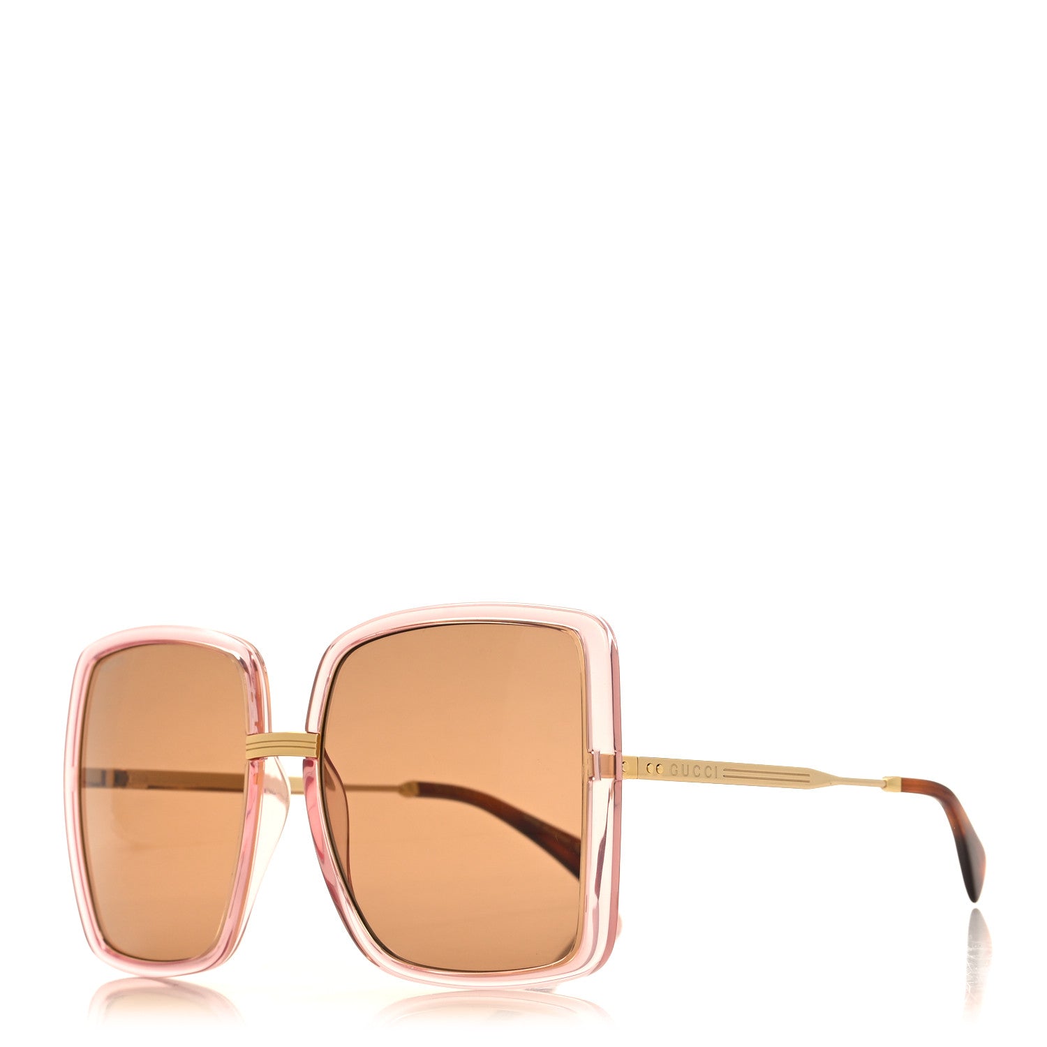 Gucci Metal Oversized Sunglasses GG0903S Pink Gold Brown 1 of 8