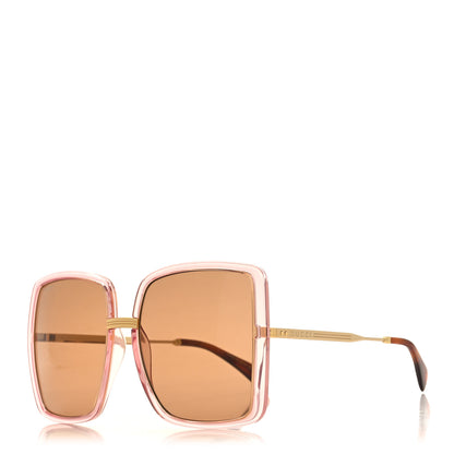 Gucci Metal Oversized Sunglasses GG0903S Pink Gold Brown 1 of 8