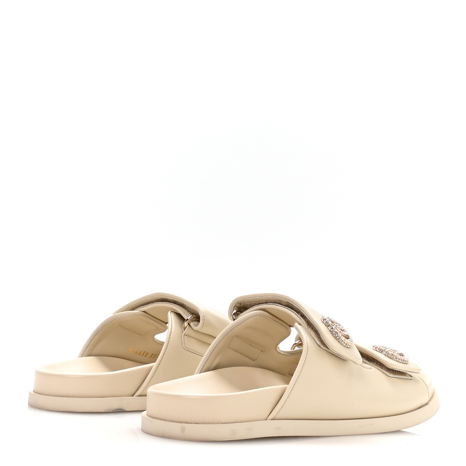 Gucci Calfskin Double G Crystal Womens Isla Dad Sandals 37 Ivory 5 of 8