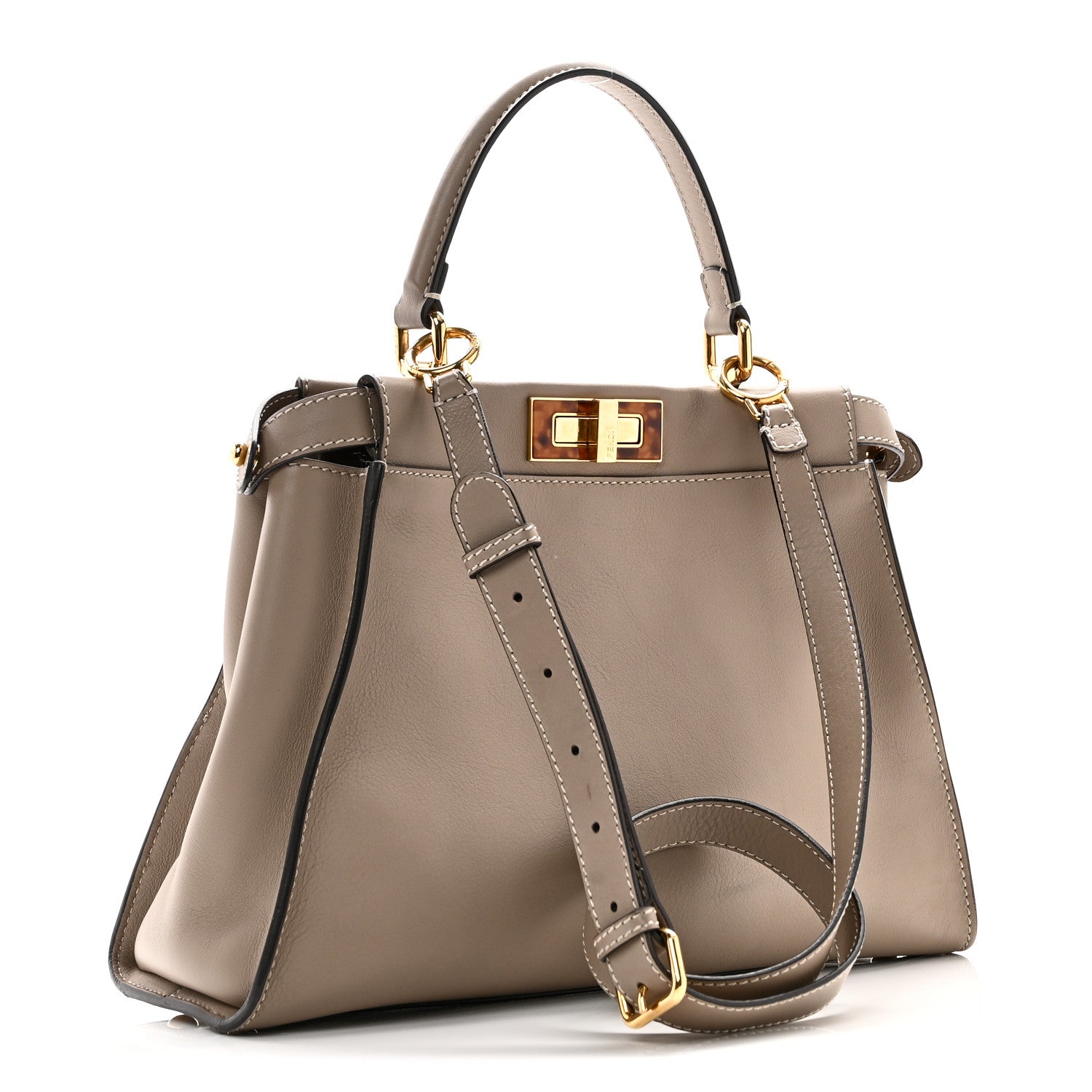 Fendi Vitello Seta Plexiglass Tortoise Medium Peekaboo Iconic Satchel Tortora 3 of 10