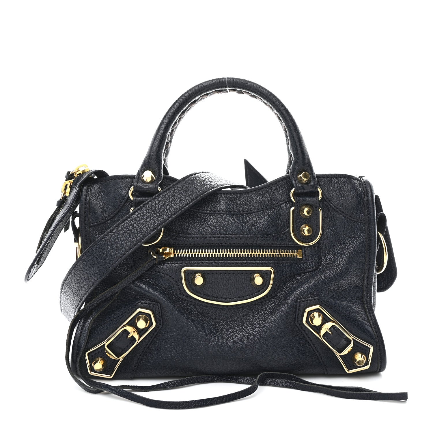 Balenciaga Chevre Gold Metallic Edge Hardware Mini City  Bleu Nuit Dark Sea 1 of 11
