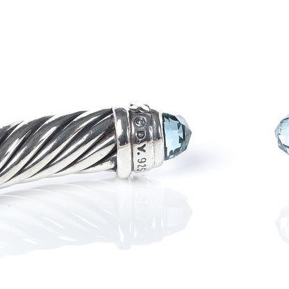 David Yurman Sterling Silver Diamond Blue Topaz 5mm Cable Classics Bracelet 4 of 4