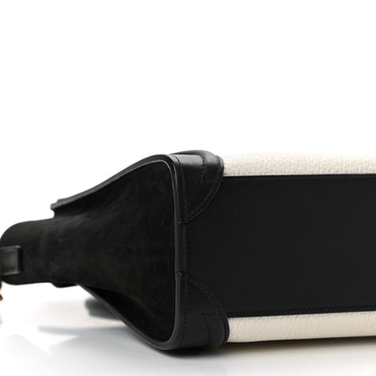 Celine Bullhide Calfskin Nubuck Bi-Color Nano Luggage Black White 9 of 13