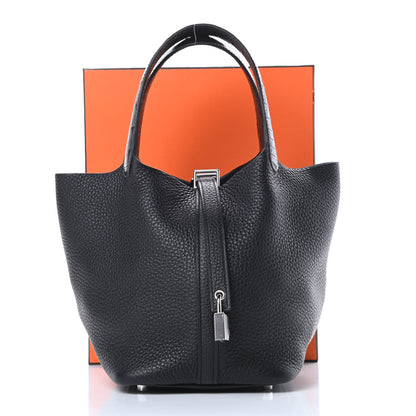 Hermes Taurillon Clemence Matte Alligator Picotin Lock Touch 18 PM Black 11 of 11