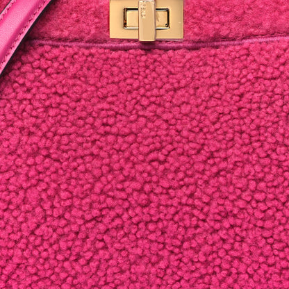 Fendi Curly Shearling Shiny Nappa Petite Peekaboo I SEE U Satchel Ciclamino Pilar 9 of 11