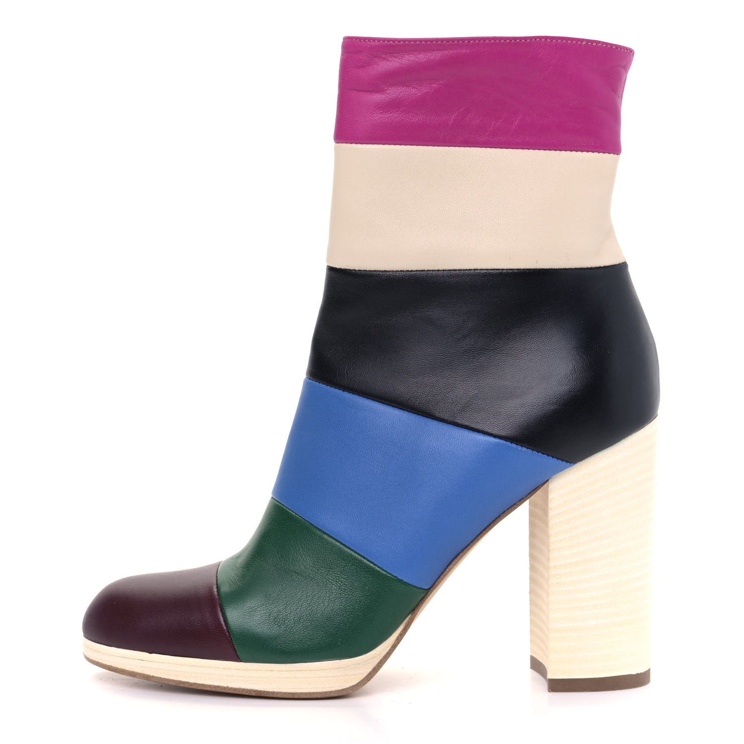 Lambskin Striped Bo-Y-Ch Ankle Boots 36.5 Multicolor