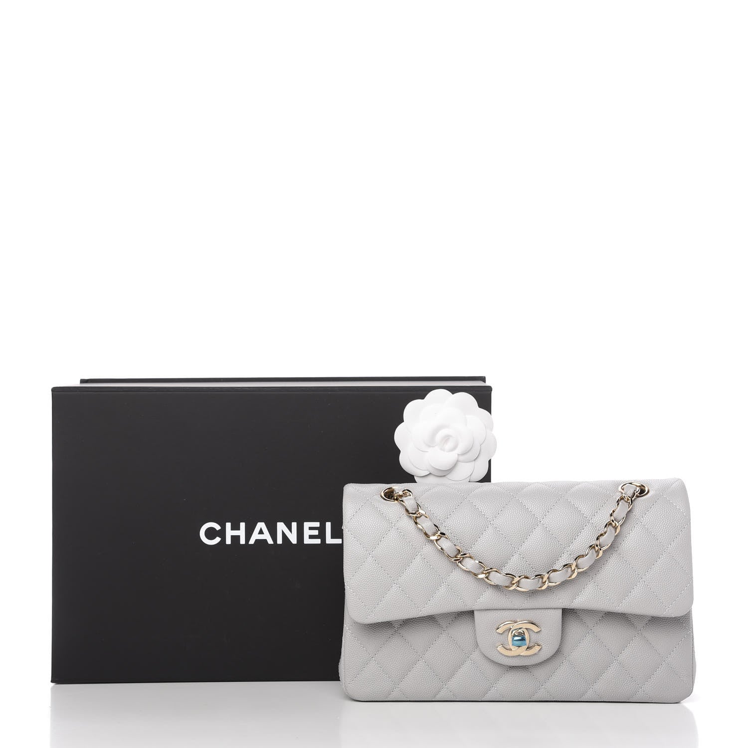 Chanel Caviar Quilted Small Double Flap Grey 11 of 11