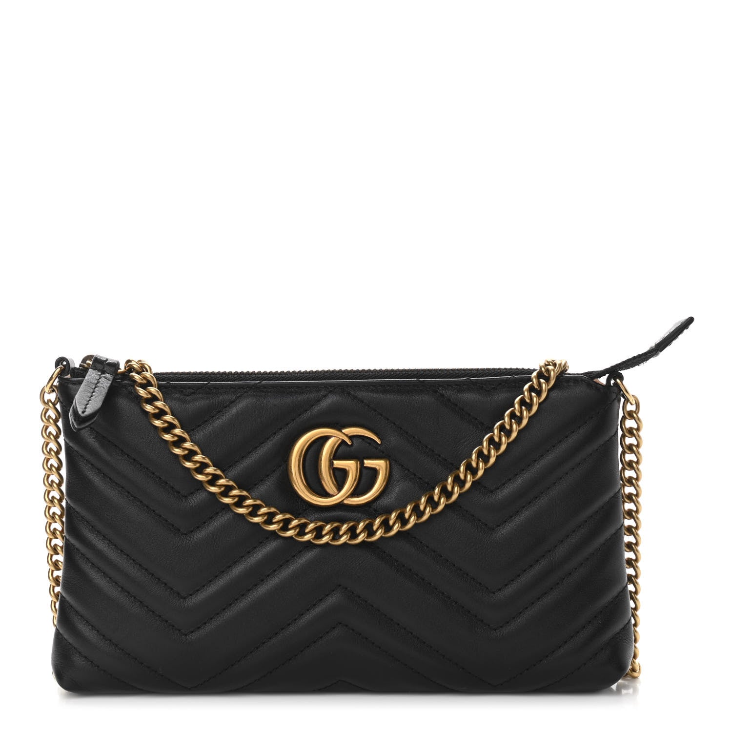 Gucci Calfskin Matelasse Mini GG Marmont Chain Bag Black 1 of 11
