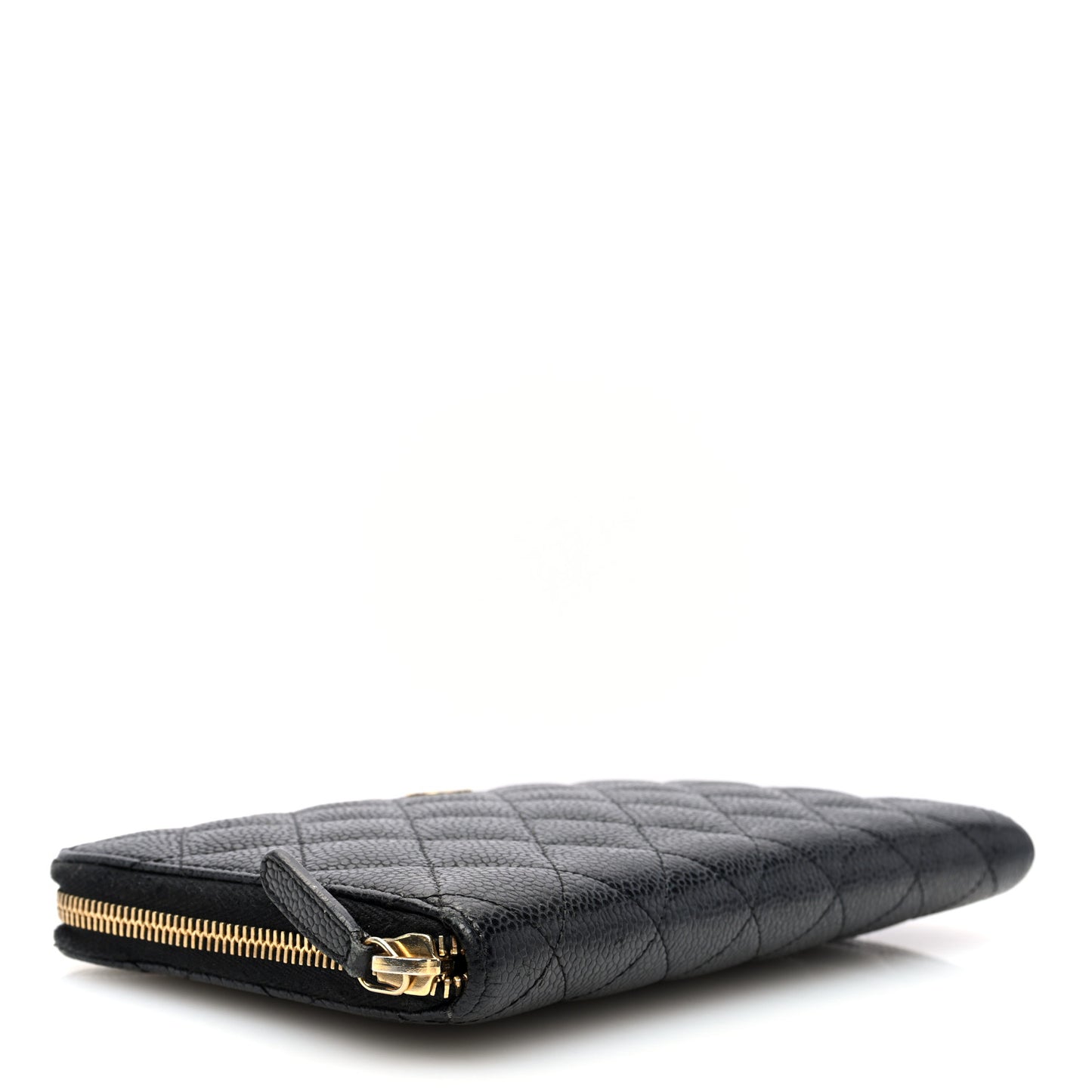 Caviar Quilted Large Zip Around Organizer Wallet Black