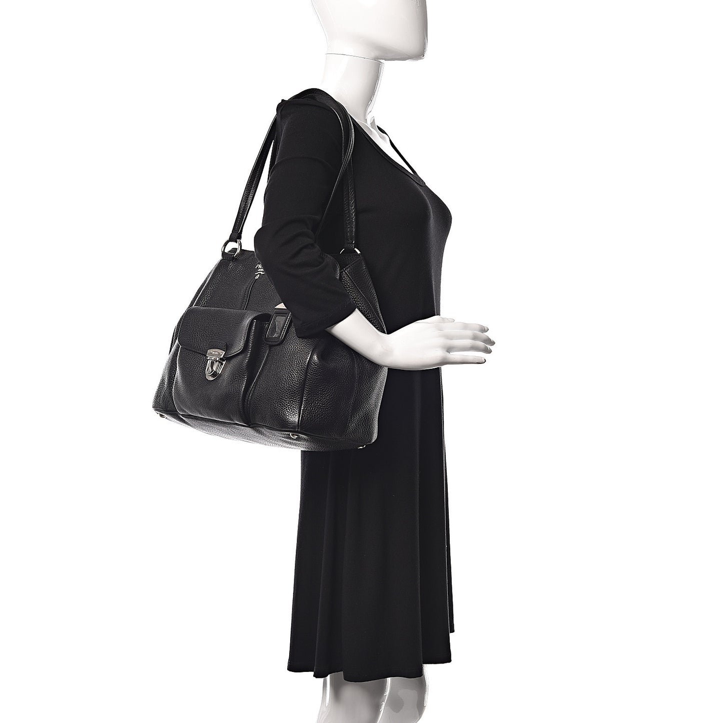 Vitello Daino Pocket Tote Black