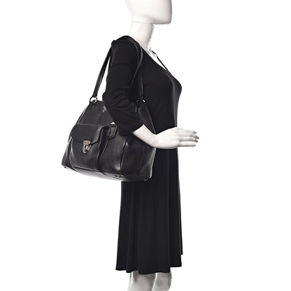 Prada Vitello Daino Pocket Tote Black 2 of 13
