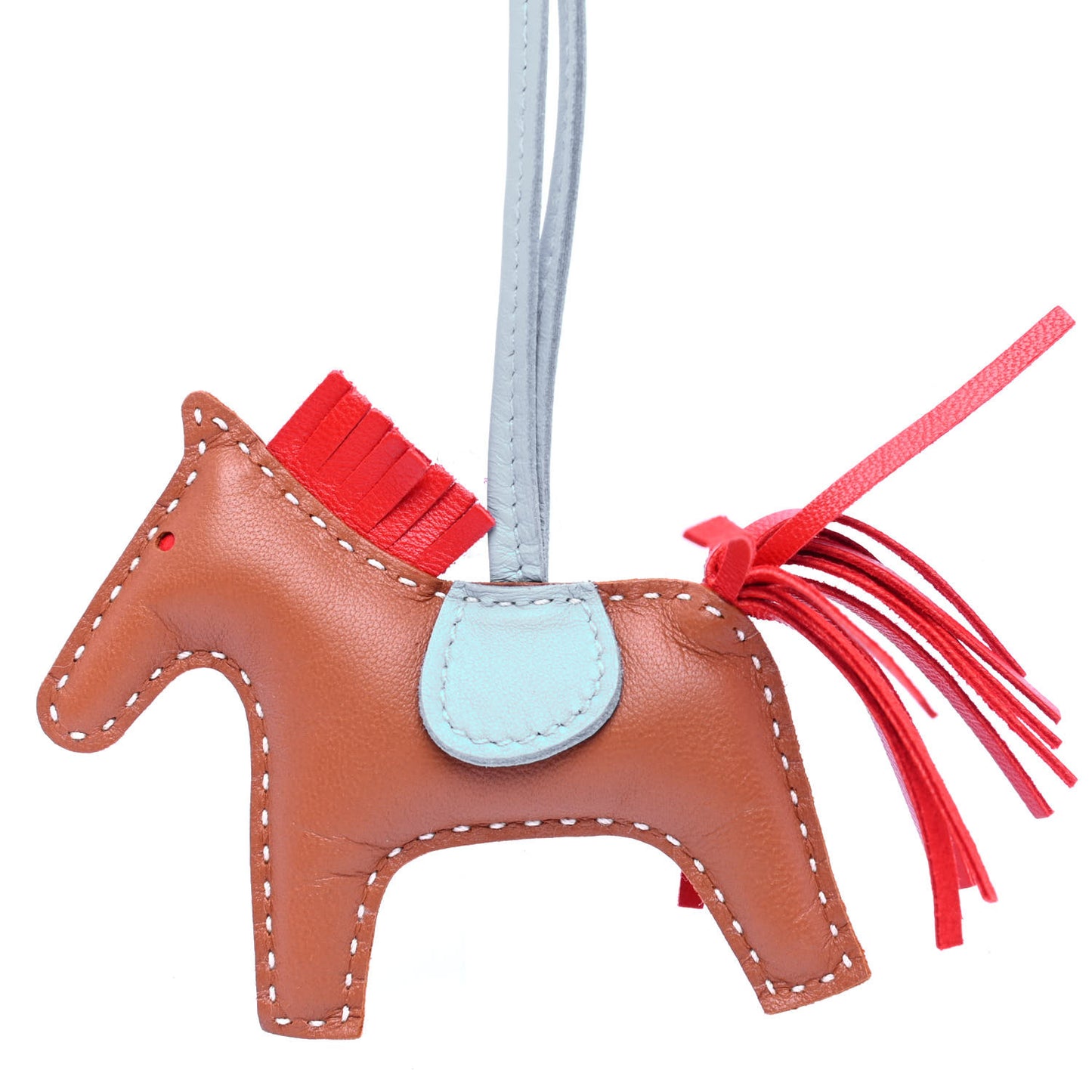 Milo Lambskin Grigri Rodeo Horse Bag Charm PM Gold Rouge Indien Celeste