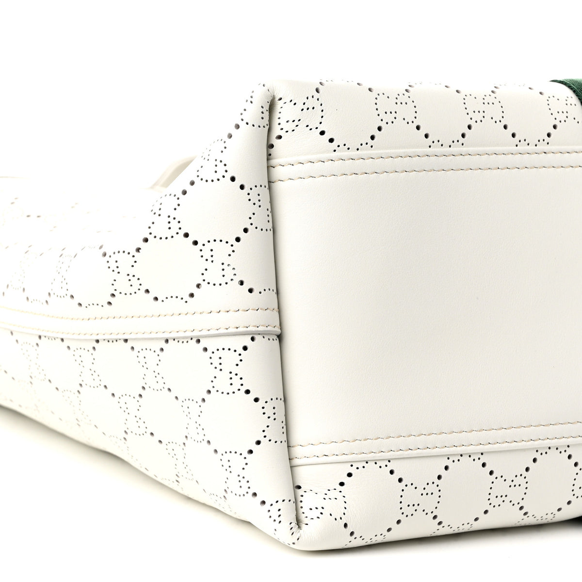 Calfskin Perforated GG Web Small Giglio Tote White