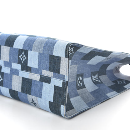 Louis Vuitton Denim Damier Monogram Onthego Blue Rouge 7 of 10