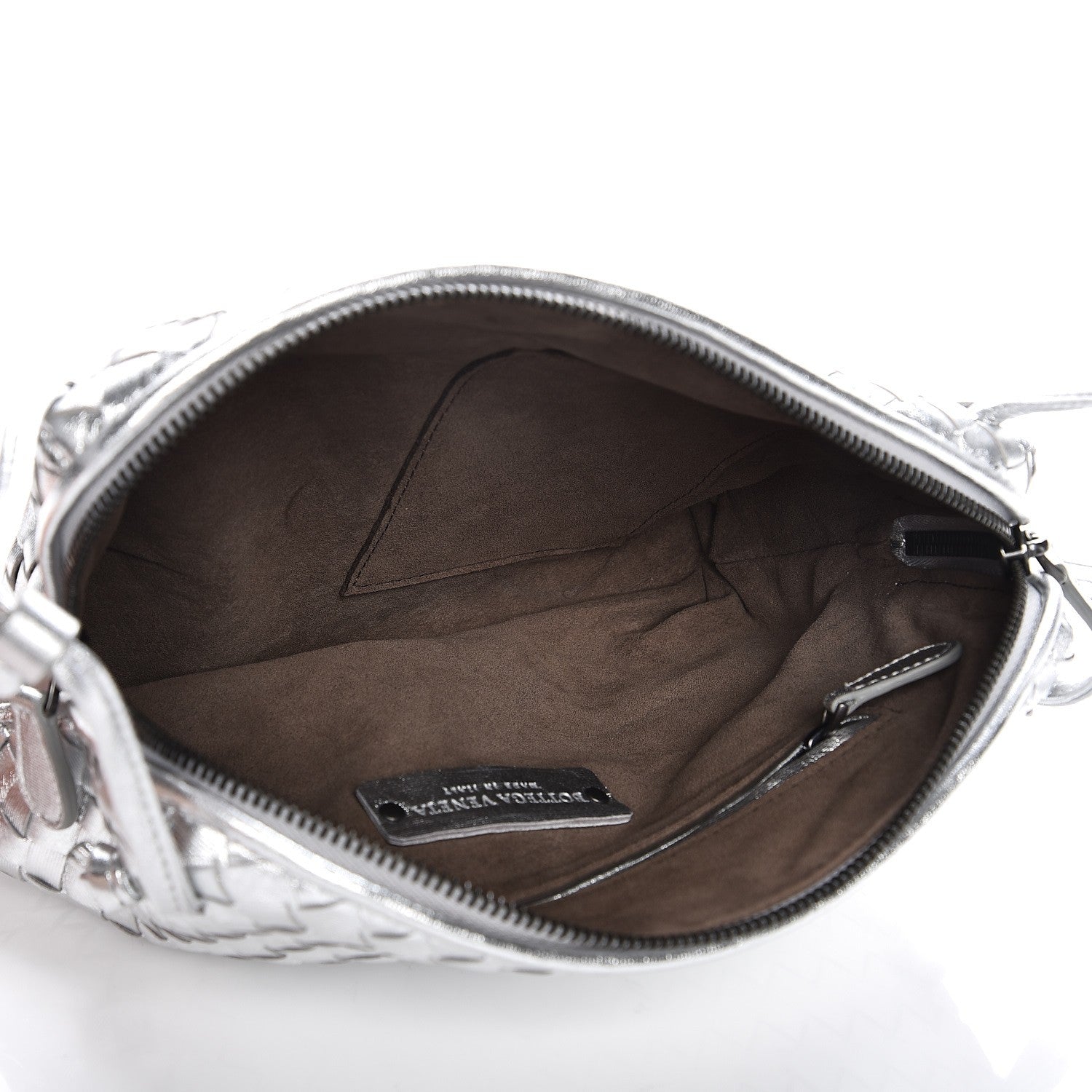 Bottega Veneta Metallic Nappa Intrecciato Pillow Crossbody Messenger Silver 5 of 8