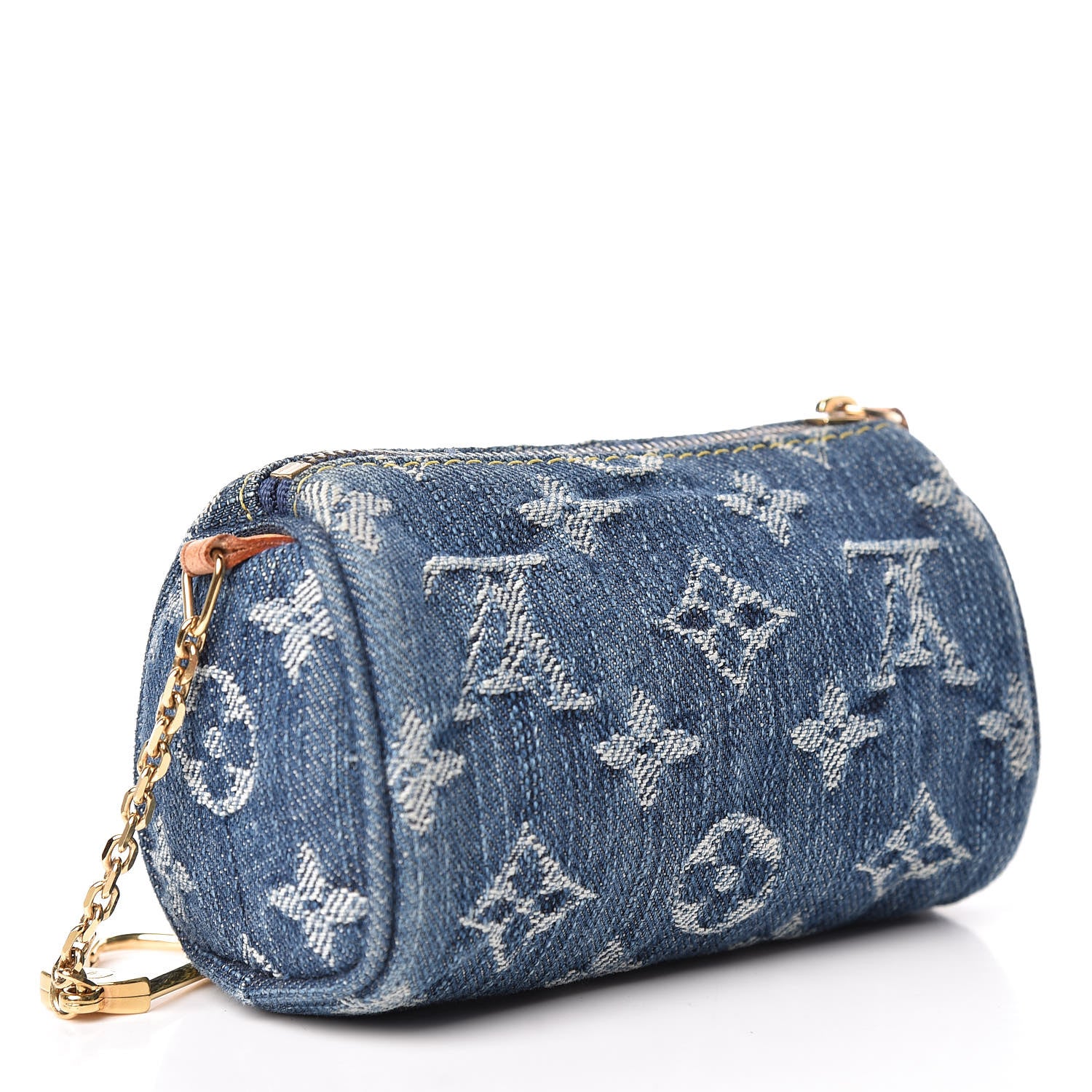 Louis Vuitton Monogram Denim Pochette Speedy PM Key Holder Blue 3 of 9