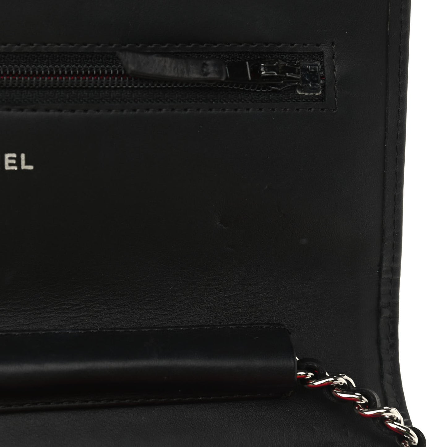 Calfskin Quilted Cambon Wallet On Chain WOC Black