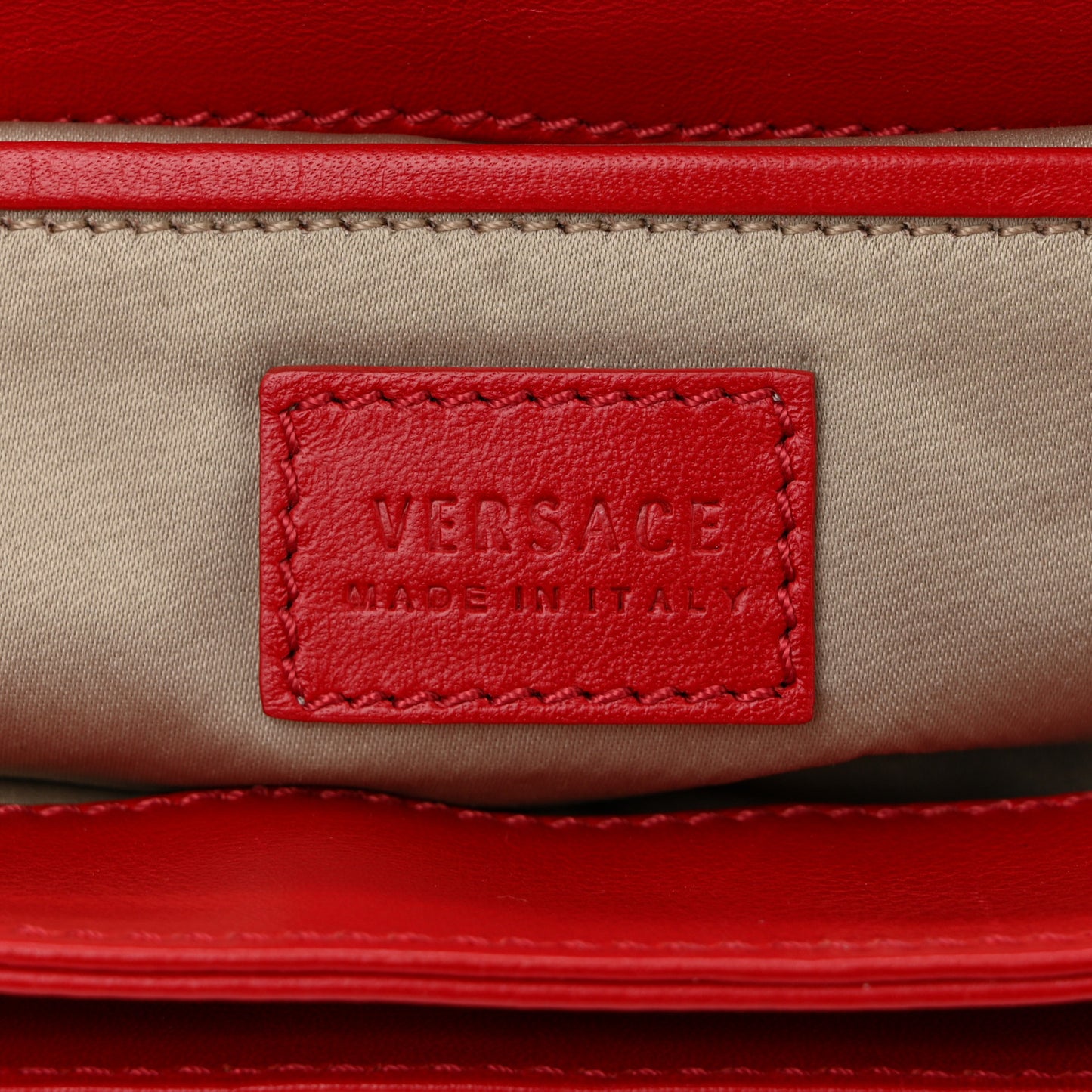 Calfskin Medusa Chain Clutch Red