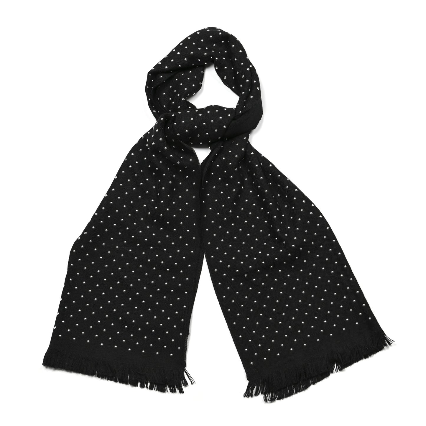 Wool Studded Jacquard GG Scarf Black