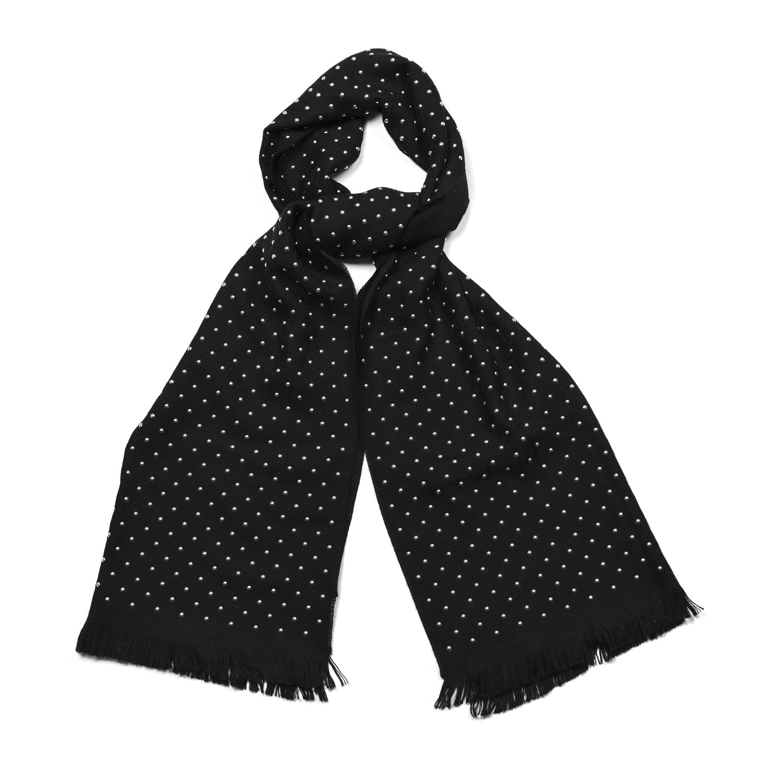 Gucci Wool Studded Jacquard GG Scarf Black 1 of 7