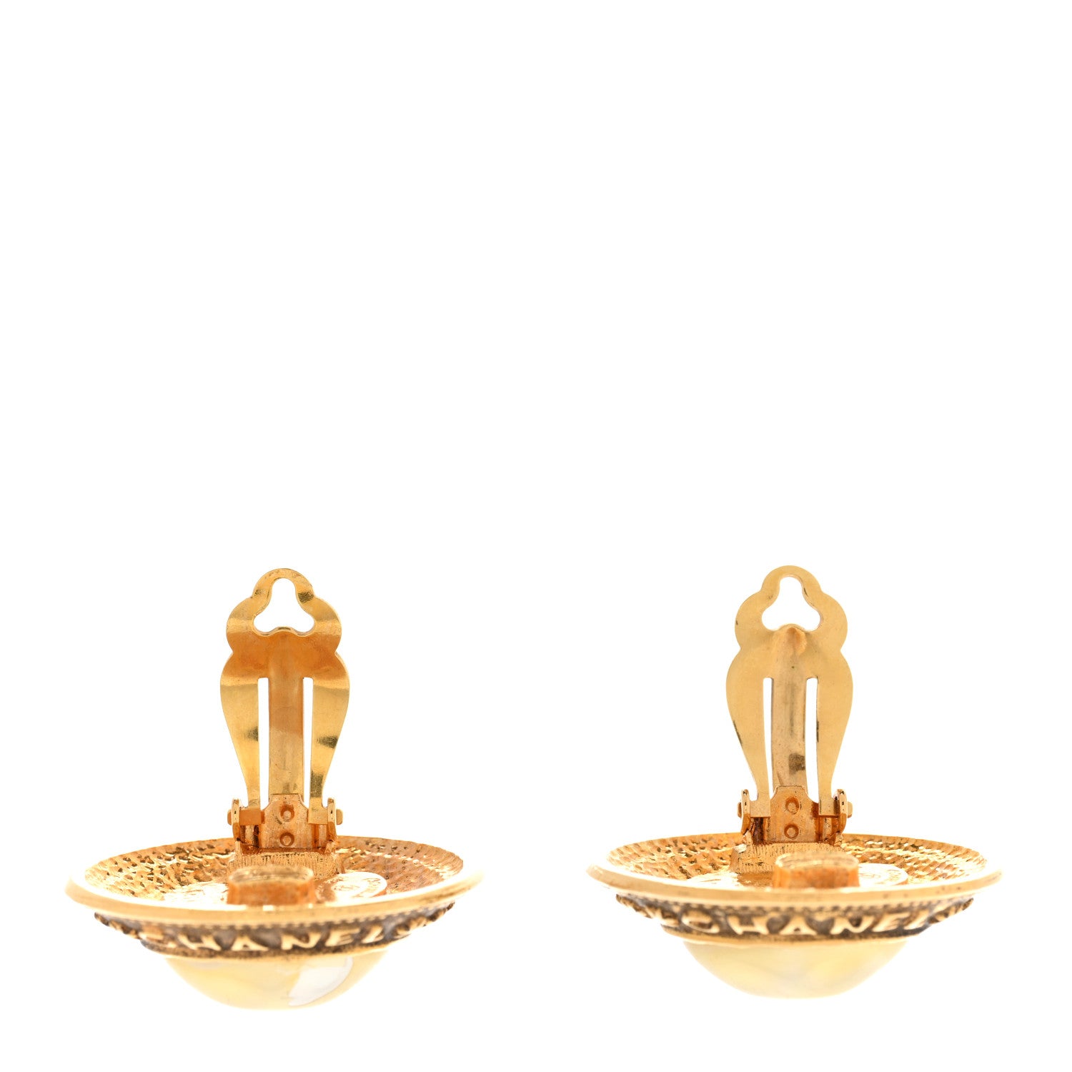 Chanel Metal Pearl Clip On Earrings Gold 3 of 7