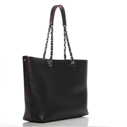 Chanel Perforated Grained Calfskin Large Shopping Tote Black 3 of 8