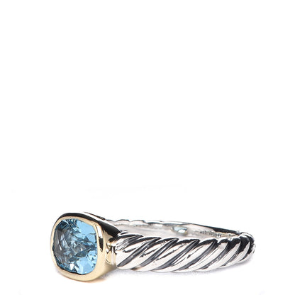 David Yurman Sterling Silver 18K Yellow Gold Blue Topaz 8mm Noblesse Ring 54 6.75 3 of 7