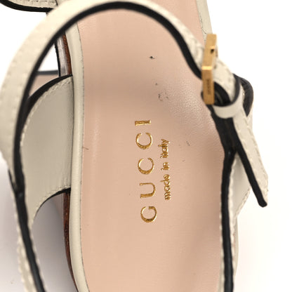 Gucci Cosmos Softy Calfskin Wooden Interlocking G Cut-Out 30/120mm Platform Sandals 36.5 Mystic White 8 of 9