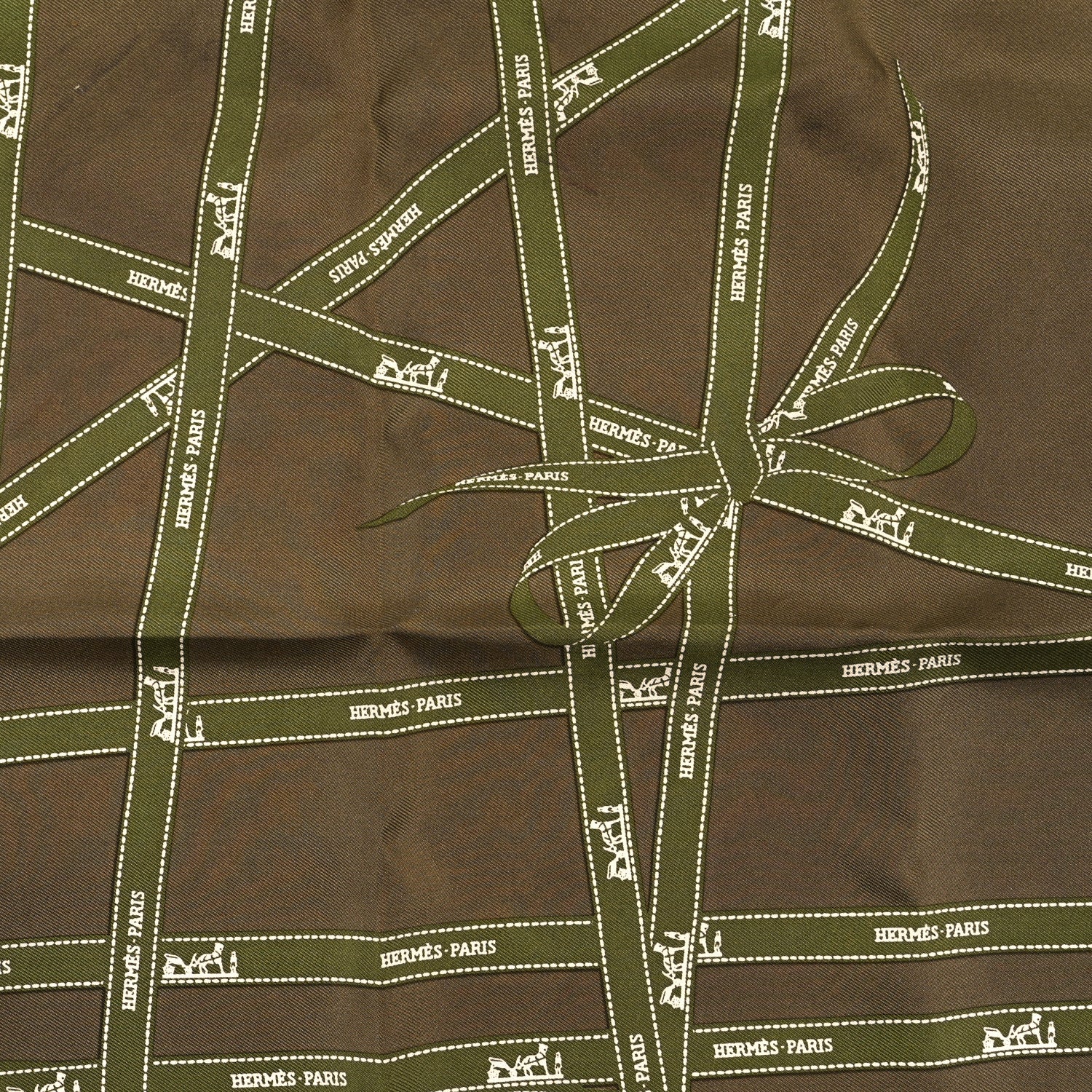 Hermes Silk Bolduc Pocket Square 45 Vert 2 of 3