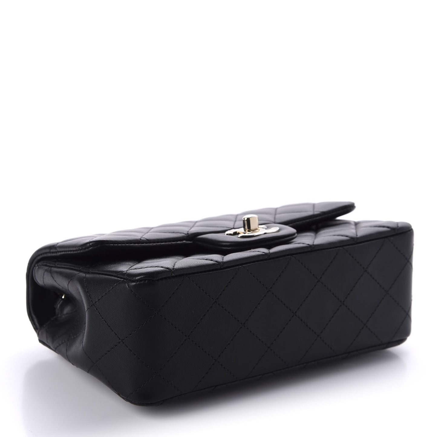 Lambskin Quilted Mini Rectangular Flap Black