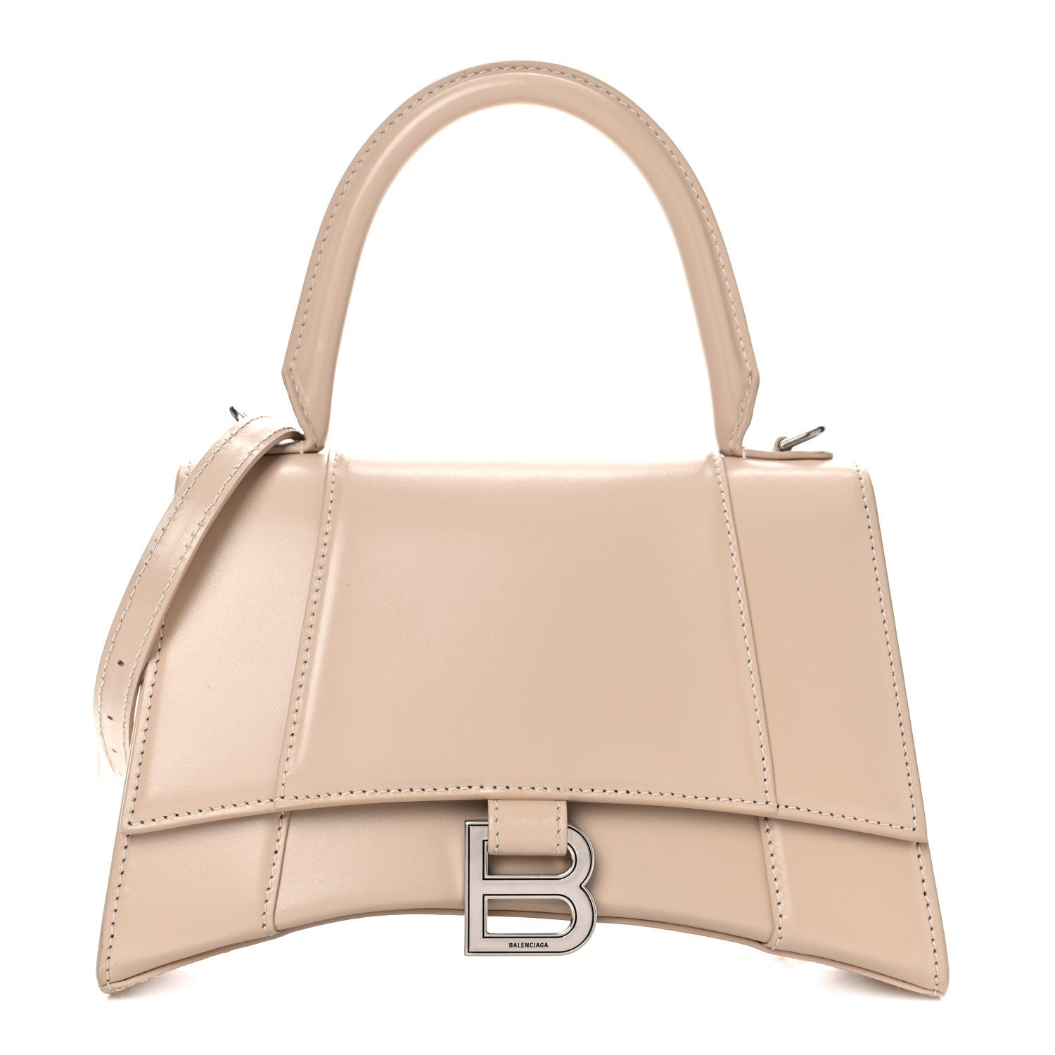 Balenciaga Shiny Box Calfskin Small Hourglass Top Handle Bag Light Beige 1 of 15