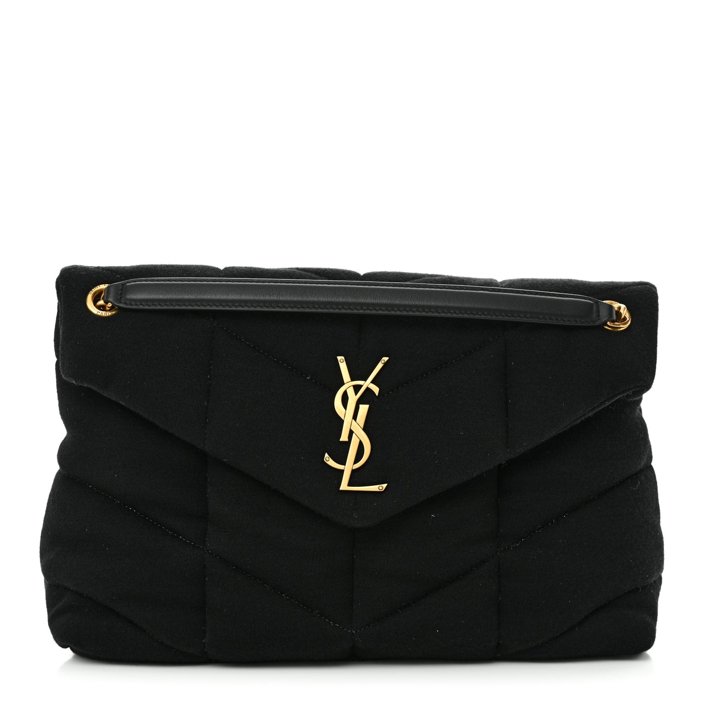 Wool Jersey Quilted Medium Loulou Puffer Monogram Chain Black