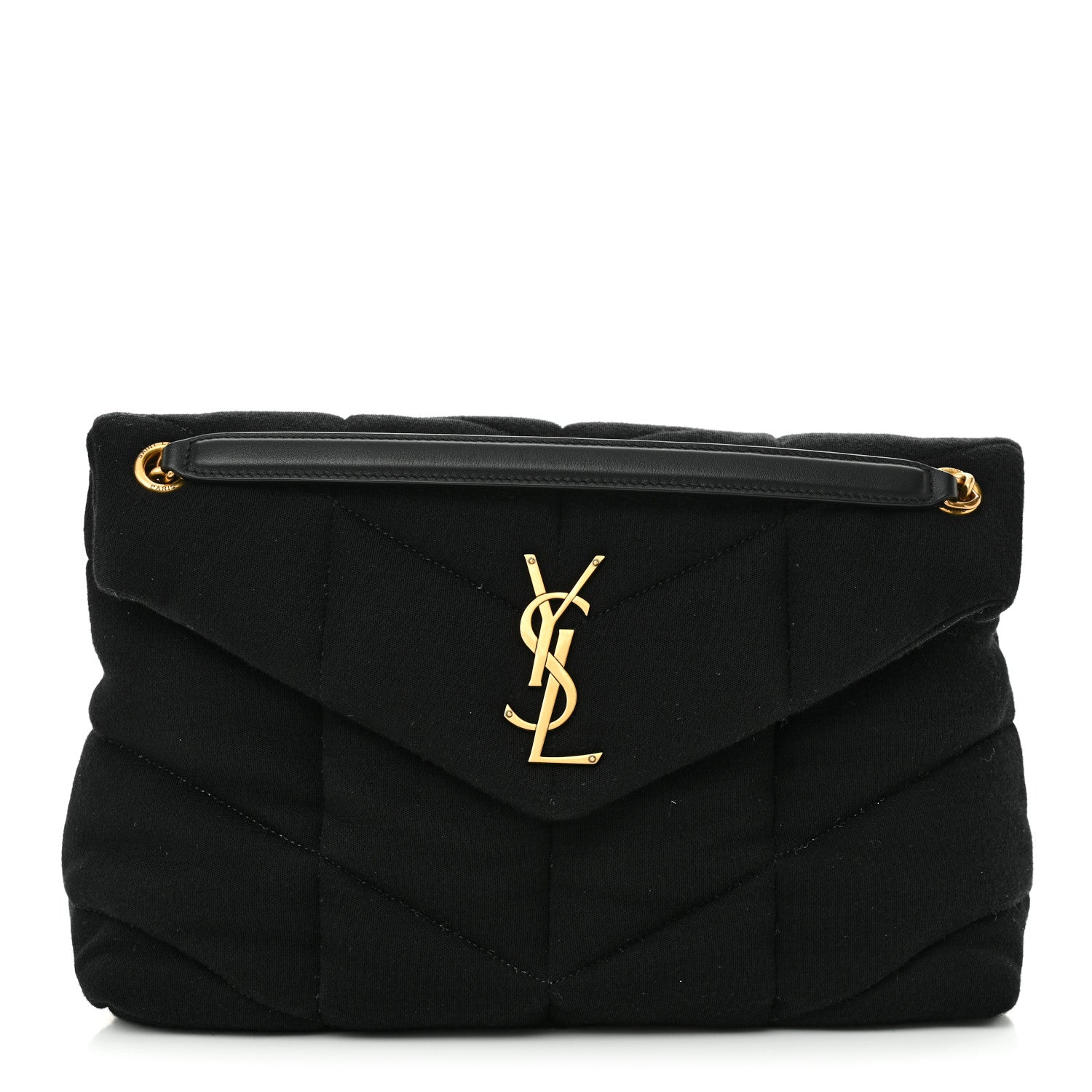 Saint Laurent Wool Jersey Quilted Medium Loulou Puffer Monogram Chain Black 1 of 10