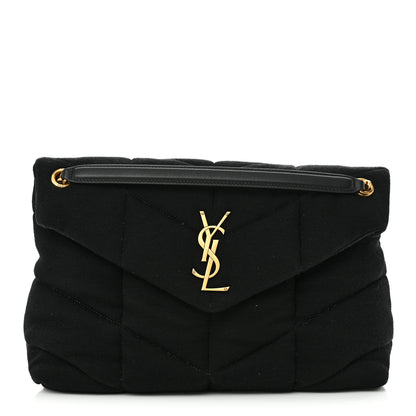 Saint Laurent Wool Jersey Quilted Medium Loulou Puffer Monogram Chain Black 1 of 10