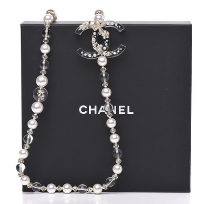 Chanel Resin Pearl Crystal CC Long Necklace Transparent Gold 6 of 6