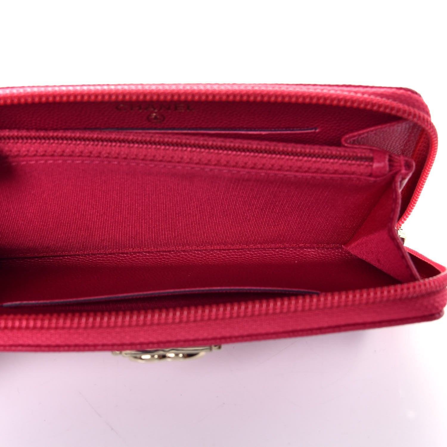Chanel Caviar Quilted Small Boy Zip Around Wallet Fuchsia 5 of 8