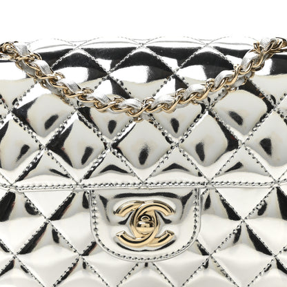 Chanel Mirror Calfskin Metallic Calfskin Quilted Hollywood Boulevard Mini Flap With Star Coin Purse Silver 9 of 11