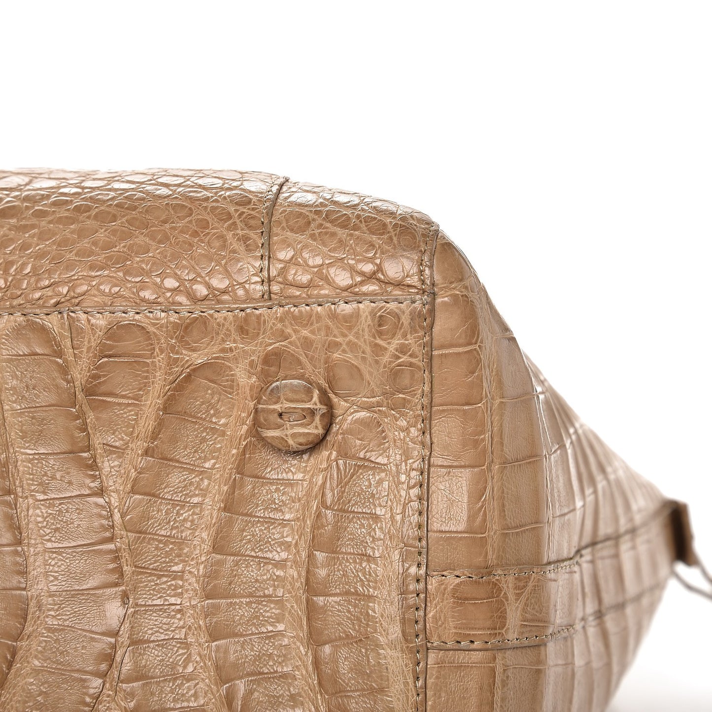 Crocodile Medium Dome Satchel Beige