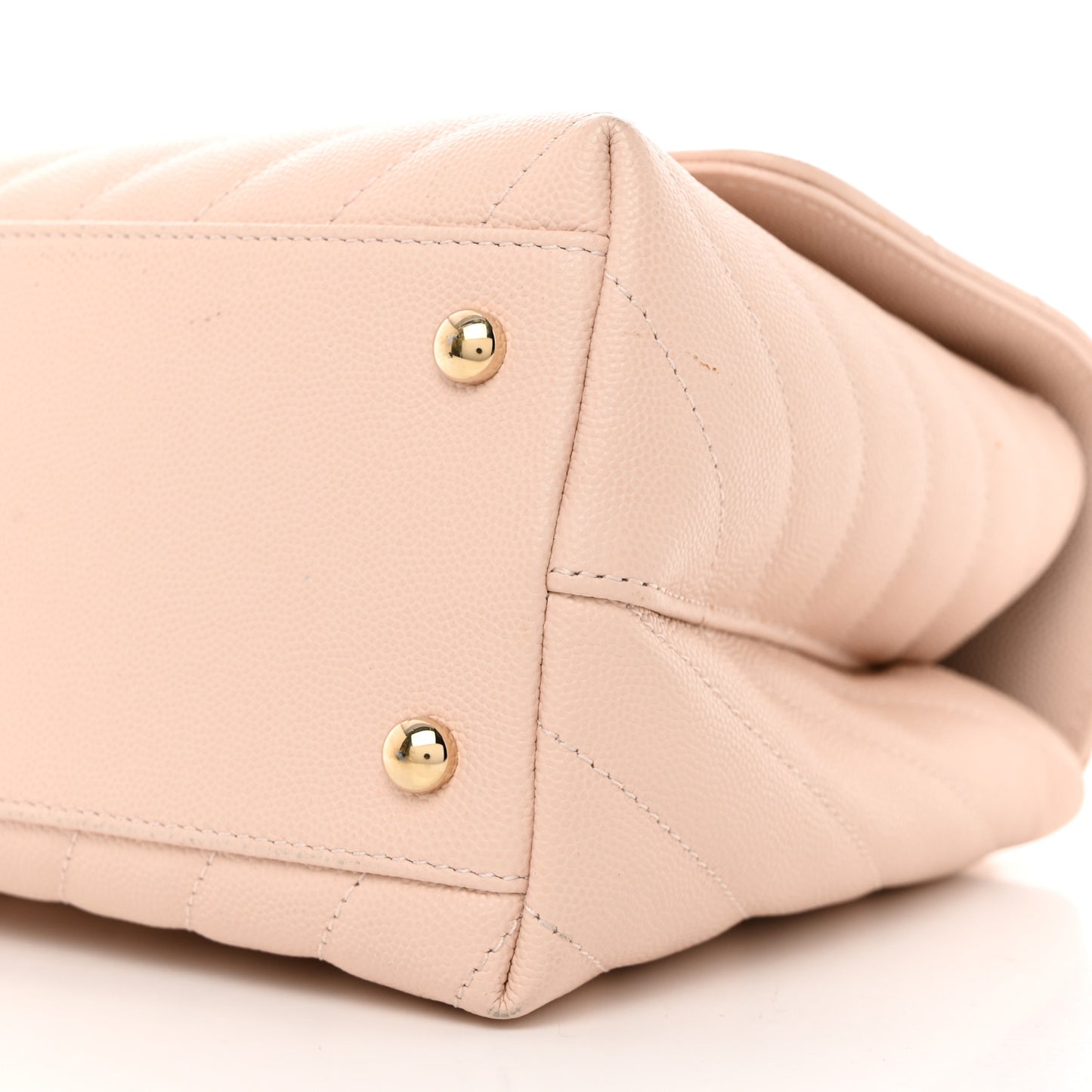 Lizard Embossed Caviar Chevron Quilted Small Coco Handle Flap Beige