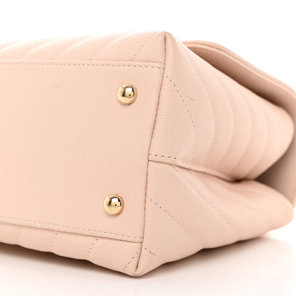 Chanel Lizard Embossed Caviar Chevron Quilted Small Coco Handle Flap Beige 10 of 17