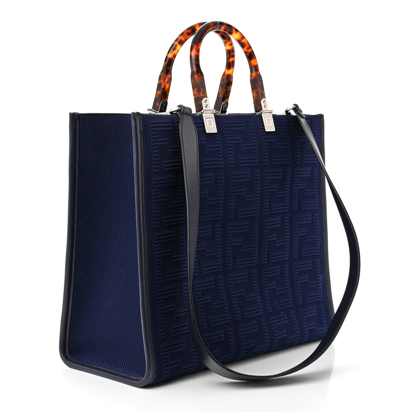 Technical Fabric Plexiglass FF Medium Fendi Sunshine Shopper Tote Marino