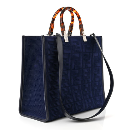 Fendi Technical Fabric Plexiglass FF Medium Fendi Sunshine Shopper Tote Marino 3 of 10
