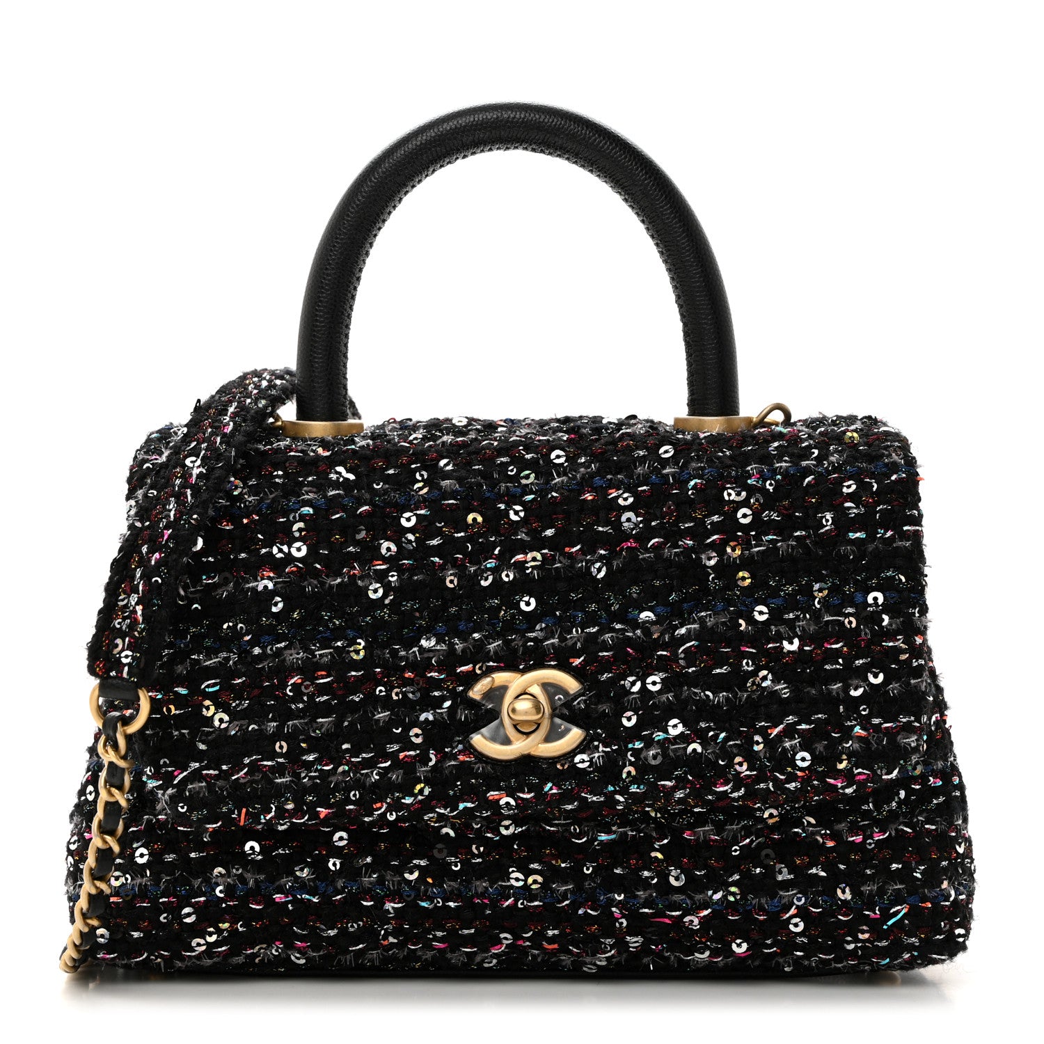 Chanel Tweed Sequin Mini Coco Handle Flap Black 1 of 10