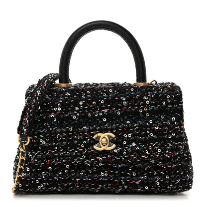 Chanel Tweed Sequin Mini Coco Handle Flap Black 1 of 10