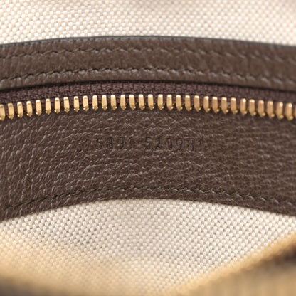Gucci Monogram Jumbo GG Textured Dollar Calfskin Web Messenger Shoulder Bag Camel Ebony New Acero 7 of 11