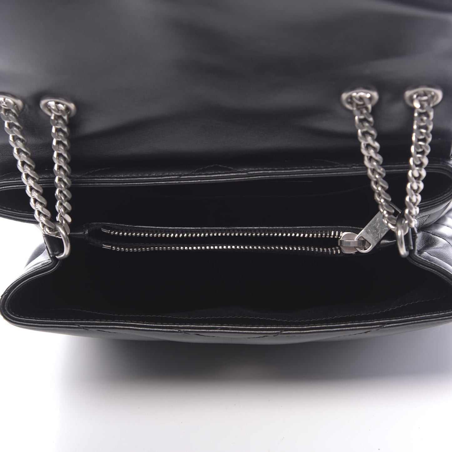 Calfskin Y Quilted Monogram Small Loulou Chain Satchel Black