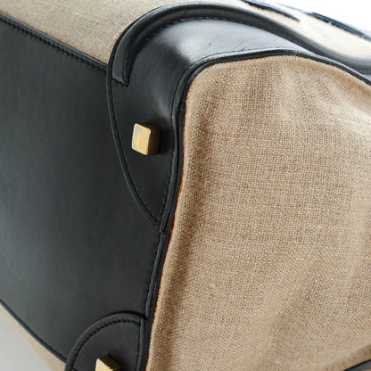 Celine Linen Smooth Calfskin Mini Bi-Color Luggage Natural Black 7 of 10