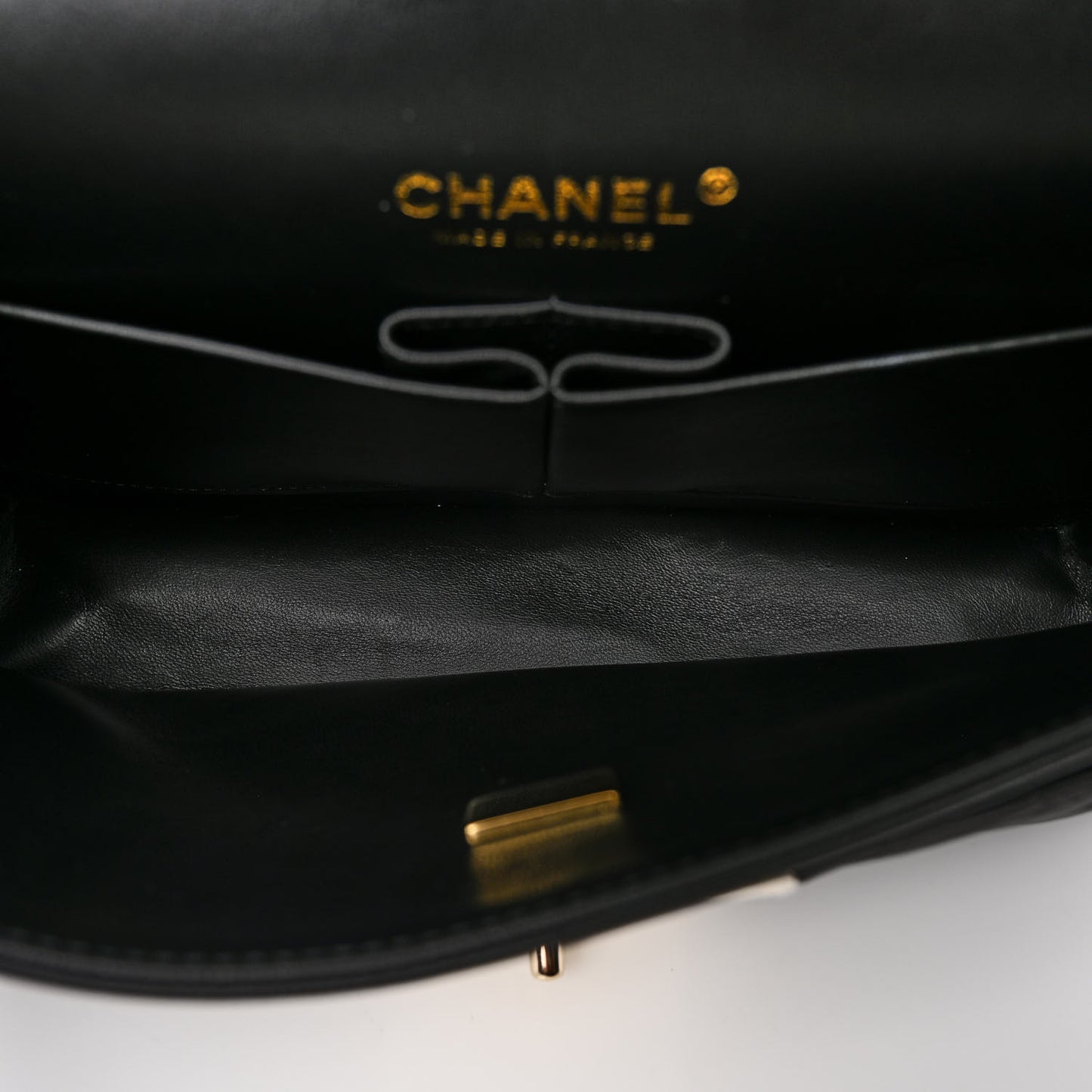 Lambskin Quilted Medium Double Flap Black White